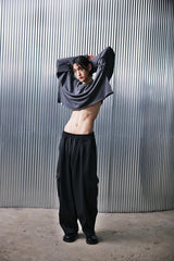 VINTAGE P. DYEING CUT-OUT CROP-TEE (Charcoal) / ビンテージダイングアウトクロップT