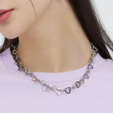 HIGHTEEN HEART RING CHAIN SURGICAL CHOKER NECKLACE