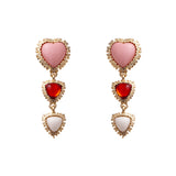 mini triple heart drop earrings (6565960548470)