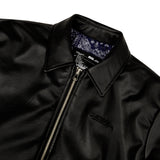 [UNISEX] 'CUL' Reversible Leather and Paisley Bomber Jacket (Black) (6656411271286)
