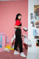 CMショートスリーブショルダークロップTシャツ/TOP(8607) CM Short Sleeve Shoulder Crop Tee