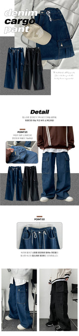 Verto denim cargo string bendable wide pants