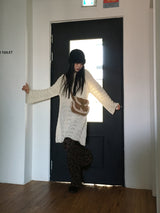 [MADE] Flute Ribbon Strap Punching Wave Knit Dress