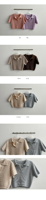 ピングハチカラーショートスリーブニットウェア / Ping Hachi Collar Short-sleeved Knitwear