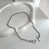 cho ボールチェーンハートボールドデイリールックチョーカーショートネックレス / cho Ball Chain Heart Bold Daily Look Choker Short Necklace
