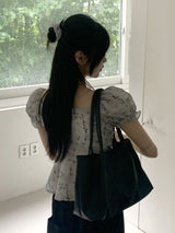 Senko Pleated Incision Leather Shoulder Bag
