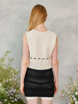 プチリボンニットベスト / Petite Ribbon Knit Vest (Ivory)