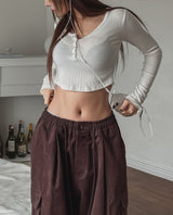 スナップクロップVネック長袖