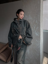 (UNISEX) インアワーウォッシングフードデニムジャケット