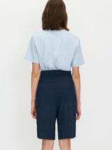 Two tuck half pants - Navy (6699531042934)