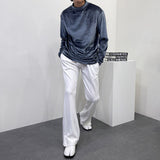 CRベルベットモックネックロングスリーブシャツ/CR Velvet Mock-neck Long-Sleeved Shirt (4 colors)