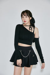 ホルターアンフテッドクロップTシャツ / (9067) Halter Unfooted Crop Tee