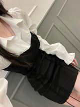 コルセットビスチェドレス/044. Corset bustier dress (black, gray)