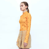 ハートユニバースモックネックTシャツ/Heart Universe Mock Neck T-Shirt _ Orange