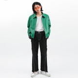 SINGLE LEATHER JACKET GREEN