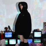 パンクベアフリースジャケット / 0 1 punk bear fleece jacket - BLACK