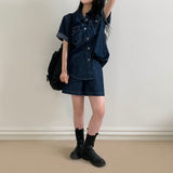 Overfit Denim Short Sleeve Shirt Setup