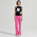 Two-tone Semi boots cut Trackpants [Pink] (6679673831542)