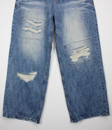 ローライズパッチデニムズボン/low-rise patch denim trousers