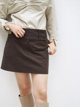 BUTTON MINI SKIRT [ CHARCOAL ]