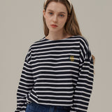 スモールロゴストライプロングスリーブTシャツ / SMALL LOGO STRIPE LONG SLEEVE T-SHIRT_NAVY