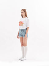 エンジェルプリントワイド半袖Tシャツ ホワイト / angel print wide short sleeve t-shirt white (4470395109494)