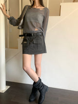 Even Stitch Pocket Cargo Cotton Mini Skirt