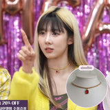 シティウーマンゴールドチェーンチョーカーネックレス / City Women Gold Chain Choker Necklace - Ruby Red