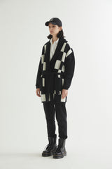 CHECKERBOARD ROBE CARDIGAN BLACK (6613774336118)