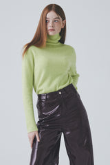 ホールガーメントカシミアタートルネックニット / Whole Garment Cashmere Turtleneck Knit [Lime Green]