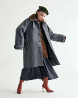 UNISEX WOOL RAGLAN HIDDEN COAT W - TWILL GRAY (6636060770422)