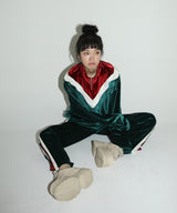 ベルベットトレーニングジップアップトップ  / velvet training zip-up top-GREEN (4175153627254)