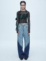 ハイパー ブラッシュ ウォッシング ワイド デニムパンツ / Hyper Brush Washing Wide Denim Pants Blue