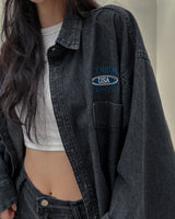 (UNISEX)ヒルズ刺繍オーバーフィットデニムシャツ