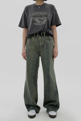 オリーブウォッシュデニムパンツ / Olive washed denim pants