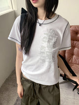 シャポビンテージプリンティングレタリング半袖Tシャツ / Shapo Vintage Printing Lettering Short-Sleeved T-Shirt