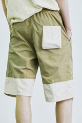 カラーブロックバンディングハーフナイロンパンツ / color block banding half nylon pants beige
