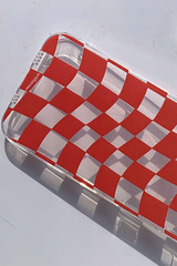 トランスペアレントチェッカーボードレッドフォーンケース / Transparent Checkerboard Red Phone Case