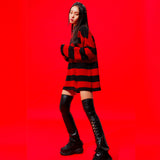 0 2 Damaged Wool Stripe Knit - RED (6626820587638)