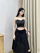 サテンキューブコルセットトップ/798. Satin curve corset top (2color)