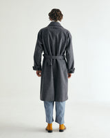 UNISEX BELTED WOOL DOUBLE COAT M - SHARKSKIN DARK GRAY (6636059328630)