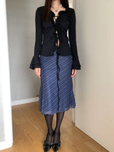 Frill shirring strap blouse