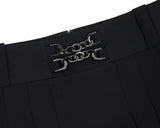 Pleated Logo-Tape Mini Skirt _ Black