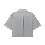 PRIVÉ クロップ半袖シャツWITHメタルロゴ - GREY