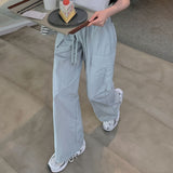[5color] nylon wide cargo pants