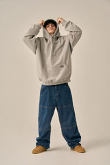 OVERSIZED MINI LOGO HOOD - GRAY