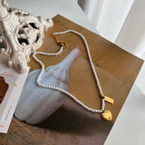 hiv パールハートキッチュネックレス/hiv Pearl heart kitsch necklace (2color)