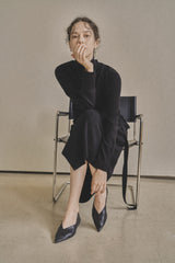 アンバランスニットドレス/UNBALANCED KNIT DRESS_BLACK