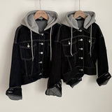 [Hood detachable/back banding] デニムムードオンルーズフィットクロップドフードデニムジャケット