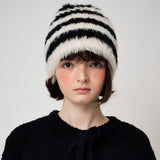 HAIRY KNIT BEANIE, BLACK+IVORY